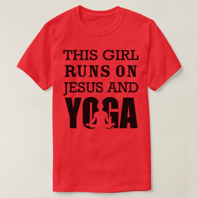 Flickan springa på Jesus och Yoga T Shirt (Design framsida)