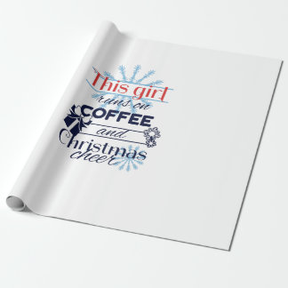 Flickan springa på kaffe- och juljublet presentpapper