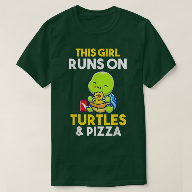 Flickan springa på pizza och Turtles T-Shirt (Design framsida)