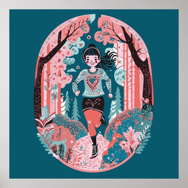 Flickan springer i parken poster (Framsidan)