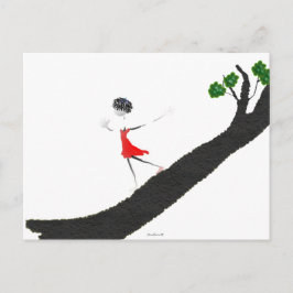 Flickan springer ner en Träd Vykort