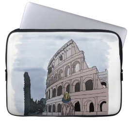 Flickan står framför Colosseum. Laptop Fodral