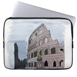 Flickan står framför Colosseum. Laptop Fodral