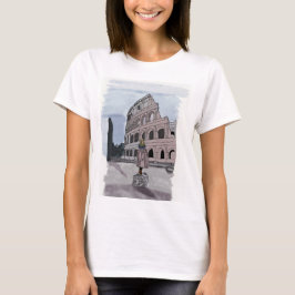 Flickan står framför Colosseum. T Shirt
