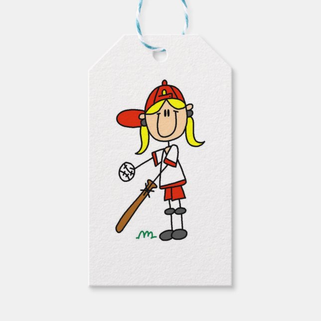 Flickan Stick figur Baseball uppe vid Fladdermus G Presentetikett (Framsidan)