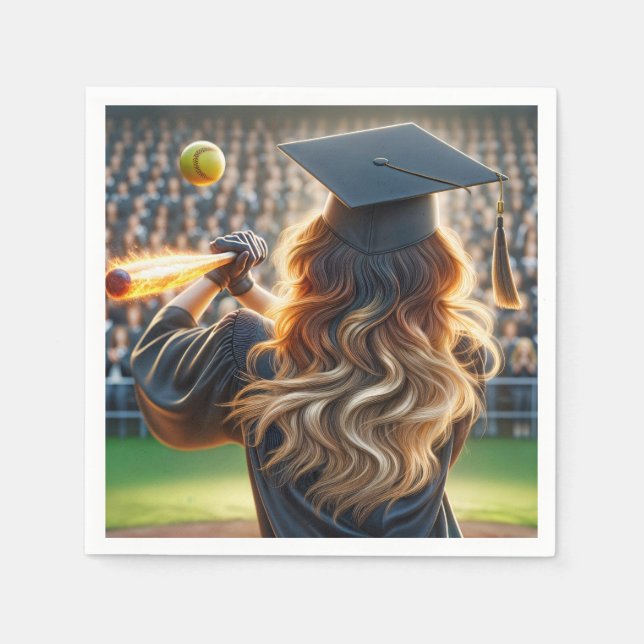 Flickan Student med laming Fladdermus och Softball Pappersservett (Framsidan)