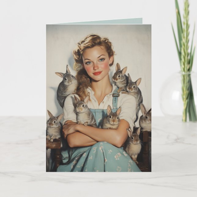 Flickan surrad av Bunnies Inbjudan (Framsida)