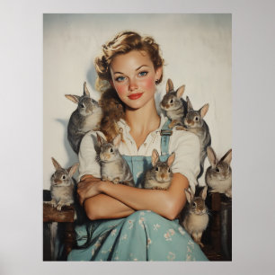 Flickan surrad av Bunnies Poster