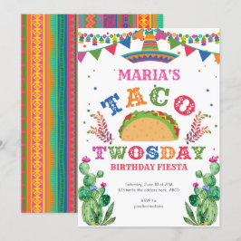 Flickan, Taco 2:a födelsedagen, Fiesta, Taco Twosd Inbjudningar