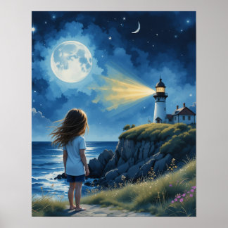 Flickan tittar på fyren Poster