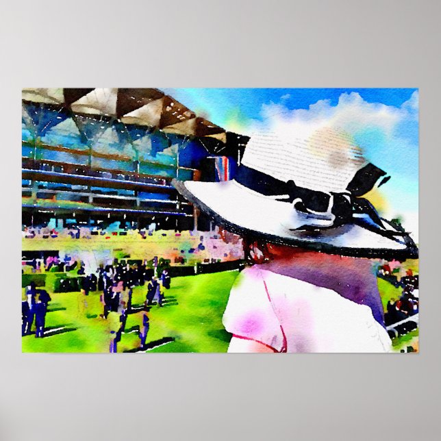 Flickan tittar på tävling på Royalet Ascot Poster (Framsidan)