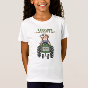 Flickan Traktor Rullar Tee