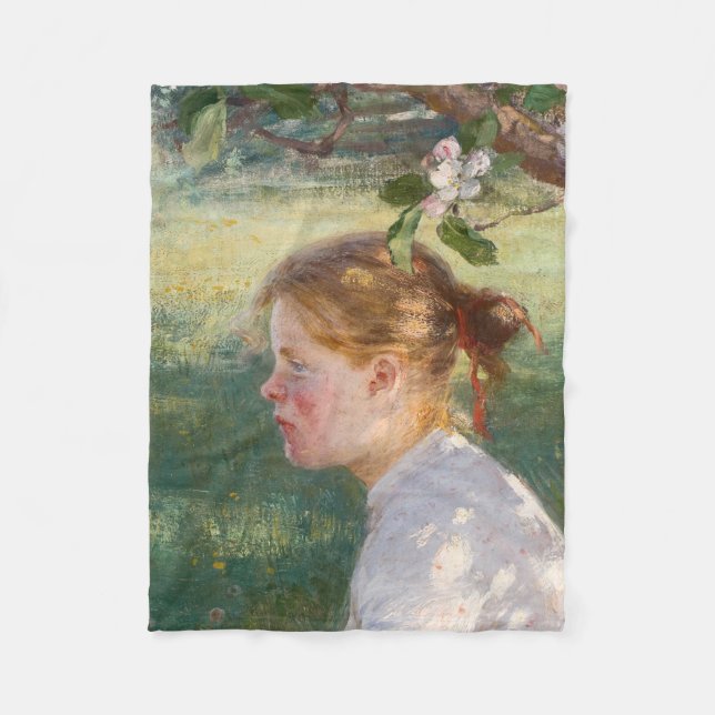 Flickan under Apple Träd (av Danielson-Gambogi) Fleecefilt (Framsidan)