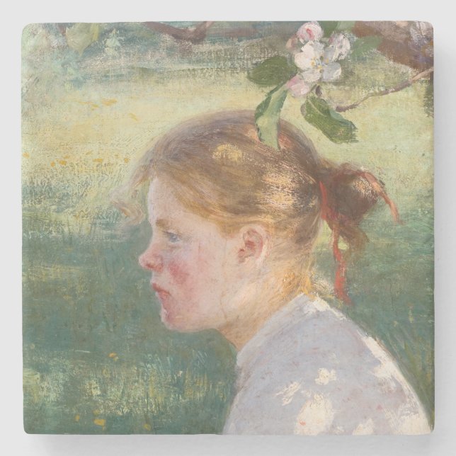 Flickan under Apple Träd (av Danielson-Gambogi) Stenunderlägg (Framsidan)