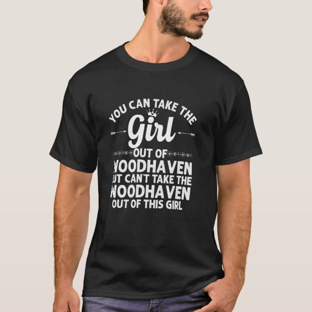 Flickan ur Woodhaven Mi Michigan Funny Home Root T Shirt (Framsida)