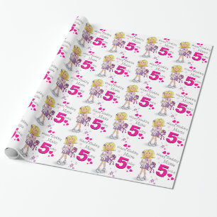 Flickanamnåldern den 5 födelsedag flickan presentpapper
