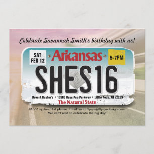 Flickans 16:e födelsedagsinbjudan till Arkansas-li Inbjudningar
