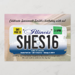 Flickans 16:e födelsedagsinbjudan till Illinois-li Inbjudningar