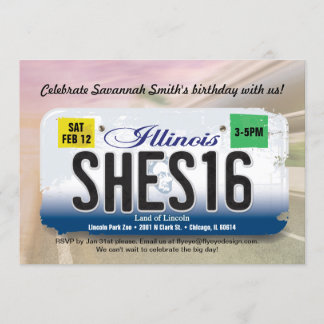 Flickans 16:e födelsedagsinbjudan till Illinois-li Inbjudningar