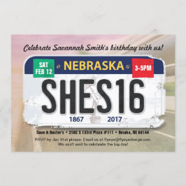 Flickans 16:e födelsedagsinbjudan till Nebraska-li Inbjudningar