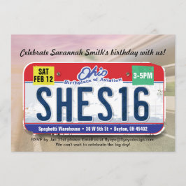 Flickans 16:e födelsedagsinbjudan till Ohio-licens Inbjudningar