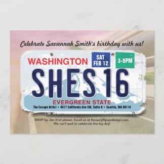 Flickans 16:e födelsedagsinbjudan till Washington- Inbjudningar