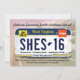 Flickans 16:e födelsedagstid Väster Virginia Licen Inbjudningar