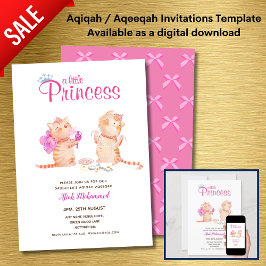 Flickans AQIQAH Baby Shower Birthday Princess Them Inbjudningar