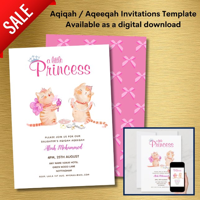 Flickans AQIQAH Baby Shower Birthday Princess Them Inbjudningar (Skapare uppladdad)