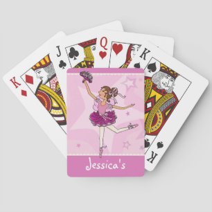Flickans ballerina rosa spelar kort spel kort