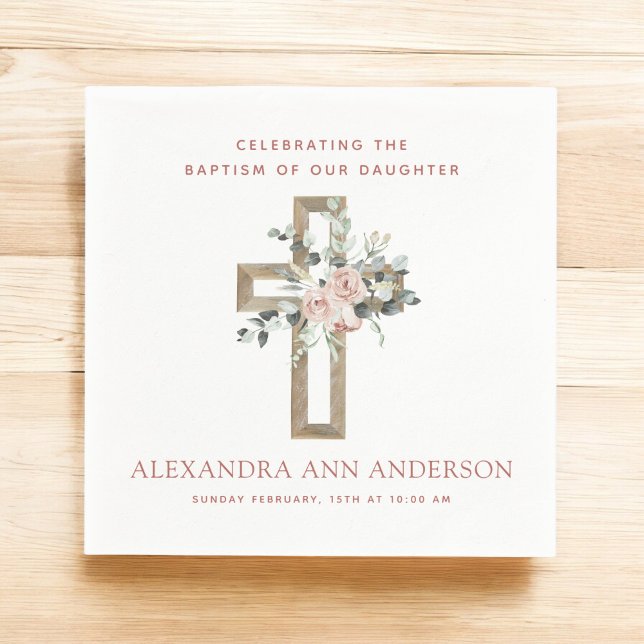 Flickans Baptism Dusty Rosa ros Christian Pappersservett (Skapare uppladdad)