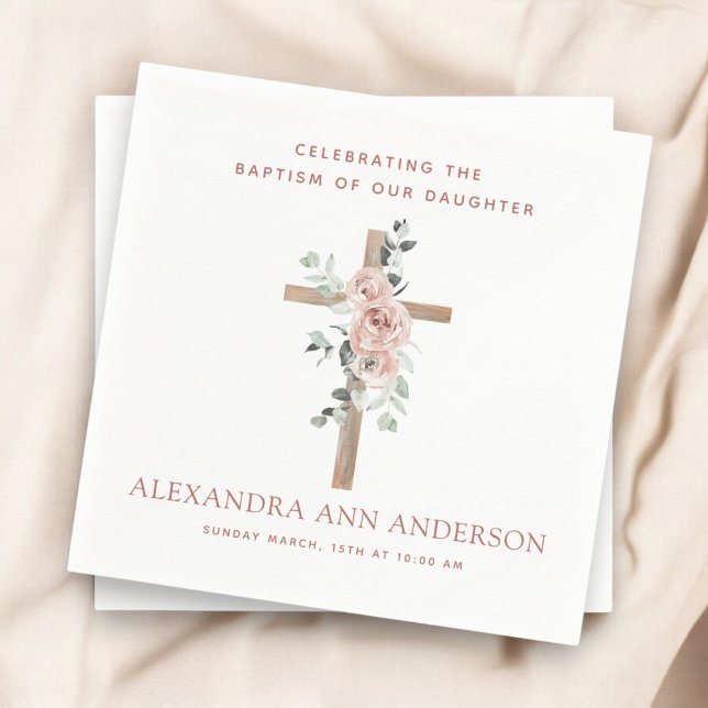 Flickans Baptism Dusty Rosa ros Christian Pappersservett (Skapare uppladdad)