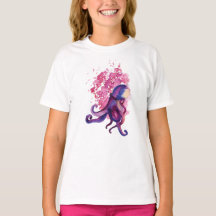 Flickans Basic T-Shirt - Octopus