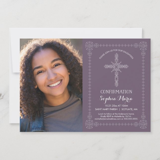 Flickans bekräftelseinbjudan med foto - Kor Inbjudningar (Framsida)