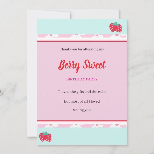 Flickans berry Sweet Party Flat-tackkort Tack Kort (Framsida)