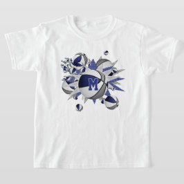 Flickans blå grått-basketstjärnor med monogrammet t shirt