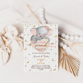 Flickans Blommigt Elephant Baby Shower Inbjudningar