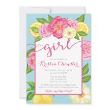 Flickans Blommigt Garden Summer Baby Shower-inbjud