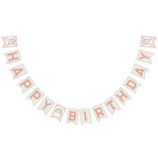 Flickans Boho Birthday Magic Light Coral Vimplar (Alla)