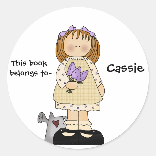 Flickans bokmärke runt klistermärke (Framsida)