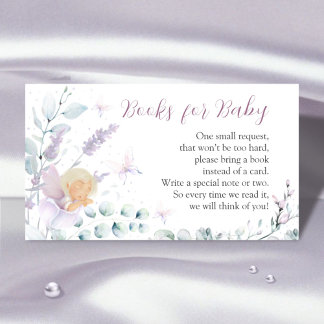 Flickans Butterfly & Flower Baby Shower Bok-begära Tilläggskort