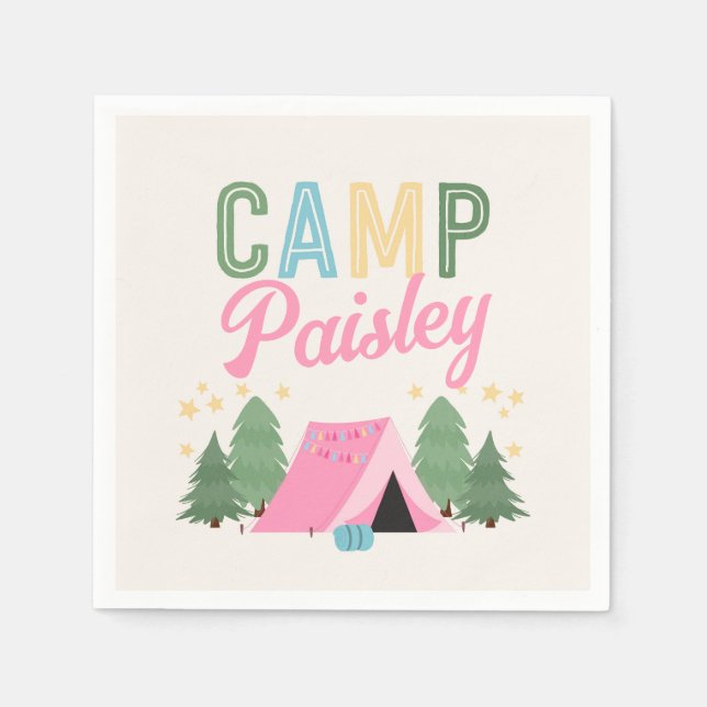Flickans Camping Party Napkins Pappersservett (Framsidan)