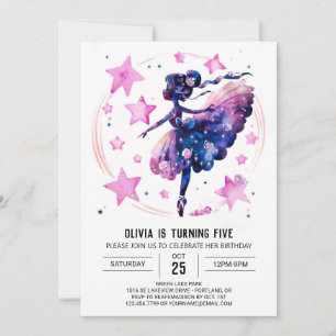 Flickans Cute Ballerina Birthday Inbjudningar