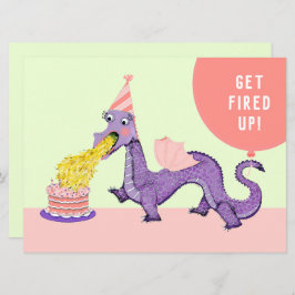 Flickans Dragon Födelsedagsfest inbjudan