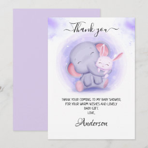 Flickans elefant- och Baby-kaninbabyskor Tack Kort