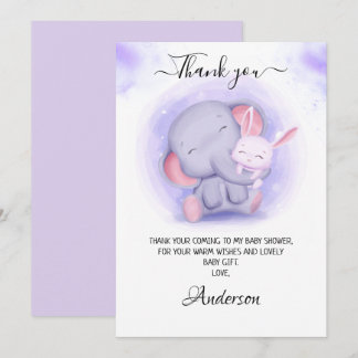 Flickans elefant- och Baby-kaninbabyskor Tack Kort