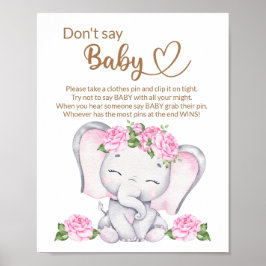 Flickans elefant- och blomstrande babykläder poster