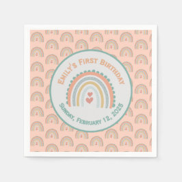 Flickans Elegant och sötad regnbåge - korall Pappersservett