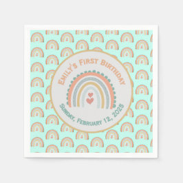 Flickans Elegant & Sweet Rainbow Mint-grönt Pappersservett
