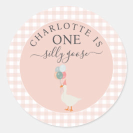 Flickans ena Fånig går på första födelsedag Party Runt Klistermärke